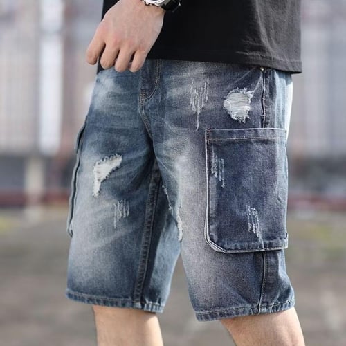 Mens hip hop jean shorts on sale