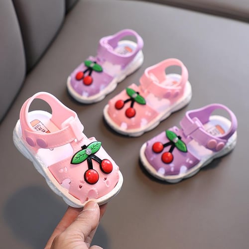 Summer Baby Sandals for Girls Cherry Closed Toe Toddler Infant