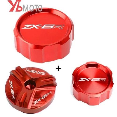 専用② Ninja Zx6r ZX6R CNC Brake Reservoir Caps (2007-2016) - Sleek