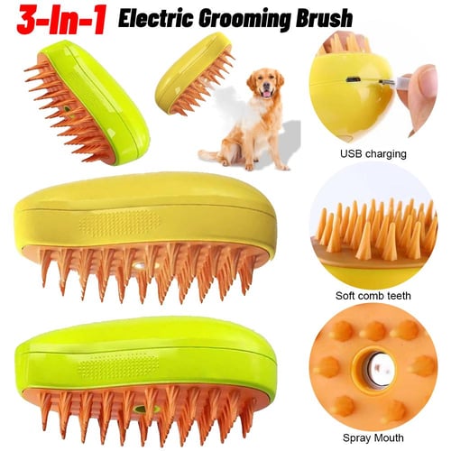 Electric dog outlet grooming brush