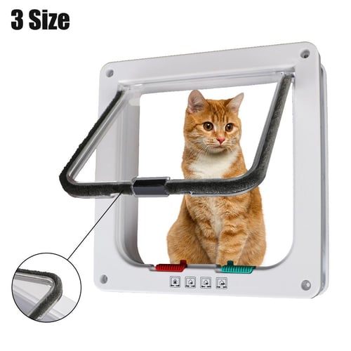 Dog Cat Flap Door ABS Plastic Cat Puppy Safety Gate With 4 Way