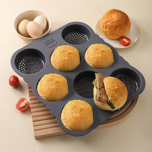 Bread Mold Non Stick Durable 8 compartment Silicone Hamburger Bun