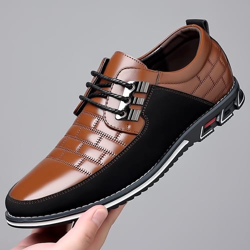 Men genuine leather stitching slip on metal decoration non slip casual shoes hotsell