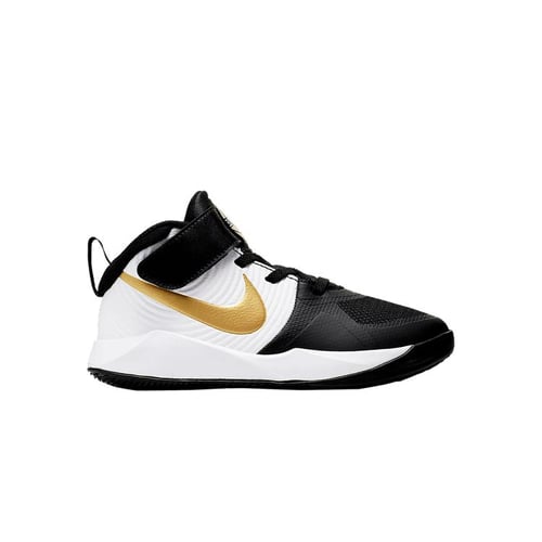 Nike Team Hustle D9 PS Black Metallic Gold Kids Sneakers White