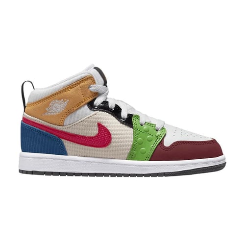 Air Jordan 1 Mid SE PS Messy Room Kids Sneakers Multi Color White