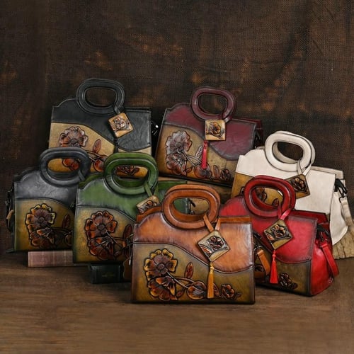 Vintage embossed leather bag cheap