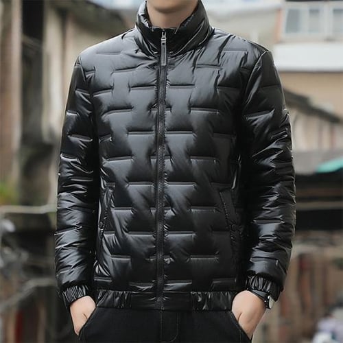 Mens stand collar zip cotton down jacket discount