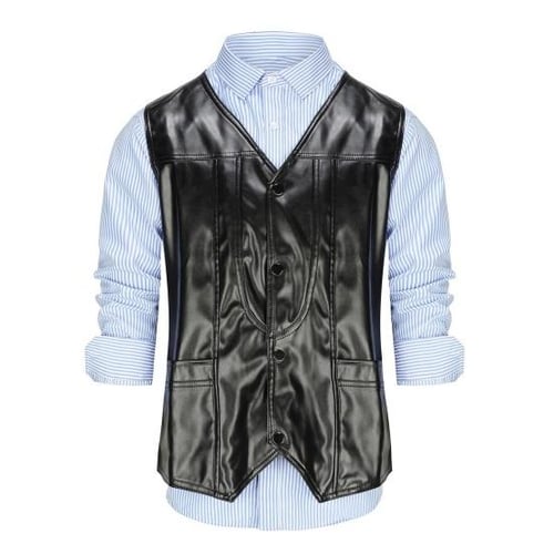 Faux leather waistcoat mens shop