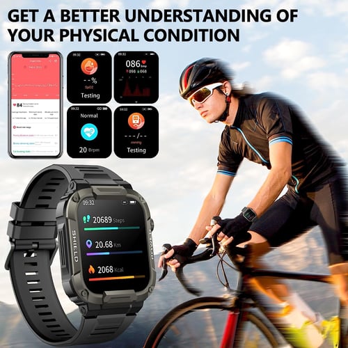 SACOSDING Military Style Mens Smart Watch for Android Phones Water