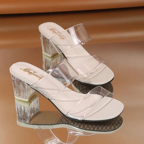 Transparent mid heel shoes discount
