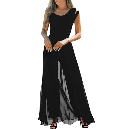 High waist chiffon overlay jumpsuit hot sale