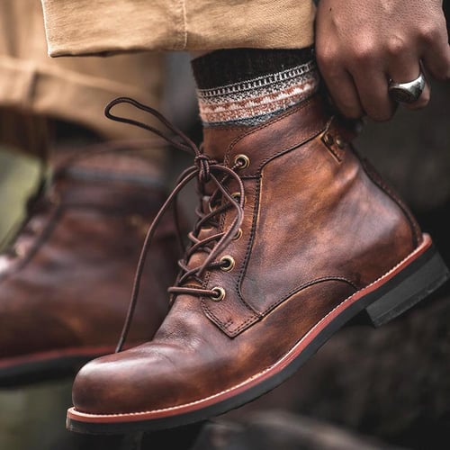 Vintage Men Waterproof Ankle Boots Winter Warm Snow Boots Men