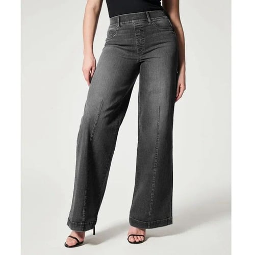 Solid wide leg jeans on sale