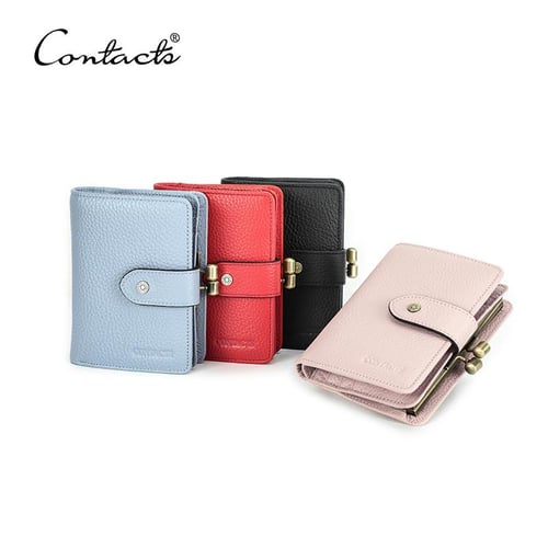 CONTACT S Genuine Leather Short Wallets for Women RFID Kiss Lock