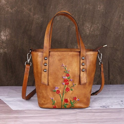 Johnature Handmade First high quality Layer Cow Leather Women Bag